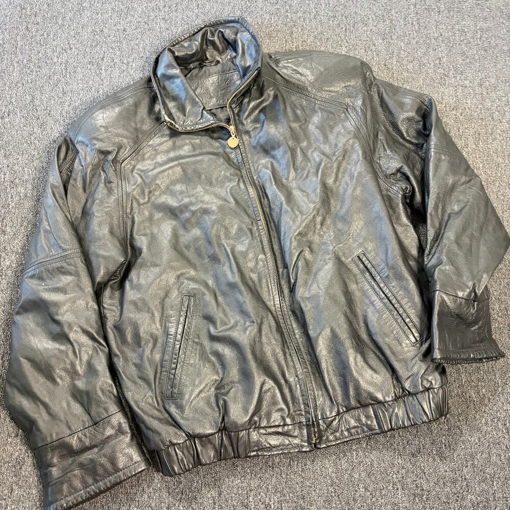 Vintage Y2k Genuine Leather Black Baggy Grunge Skater Women's Jacket Medium